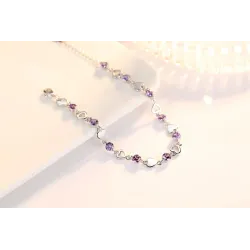 PulseraPlata de ley 925 - corazones / cristales - pulsera