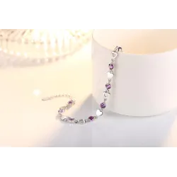 PulseraPlata de ley 925 - corazones / cristales - pulsera