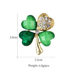 Quatre feuilles vert cristal - broche - ensemble 12 pièces