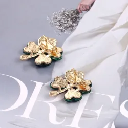 Quatre feuilles vert cristal - broche - ensemble 12 pièces