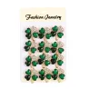 Quatre feuilles vert cristal - broche - ensemble 12 pièces