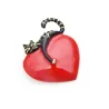 Coeur rouge avec chat paresseux - broche en émail