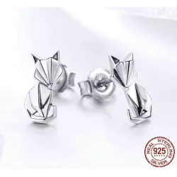 Geometric fox - fashionable silver earringsEarrings