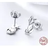 Renard géométrique - boucles d'oreilles argentées à la mode