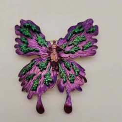 Farfalla colorata / Dio della guerra - spilla vintage placcata in oro