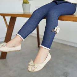 Leggings spessi e caldi - con fiocco decorativo