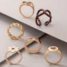 Retro style rings - brown flowers / hearts - 6 piecesRings