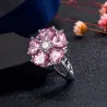 Elegant sølvring - med rosa krystallblomst