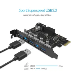 ORICO - USB 3.0 - karta rozszerzeń PCI-E - HUB 5-portowy - adapterHuby