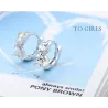 Round silver earrings with crystal angelEarrings