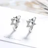 Boucles d'oreilles en argent avec une double étoile / cristaux