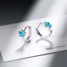 Round silver earrings with a blue crystal starEarrings