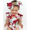 Tutina floreale e fascia per capelli per neonata - set in cotone - 2 pezzi