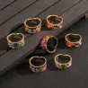 Elegant åpen ring - fargerike blomster - bohemsk stil