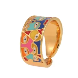 Elegant åpen ring - fargerike blomster - bohemsk stil
