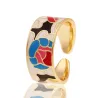 Farverig åben ring - blomsterdesign - bøhmisk stil