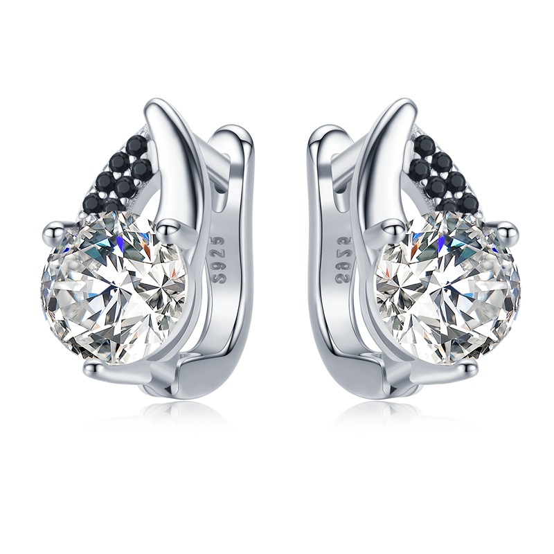 Eleganti orecchini in argento - con cristalli bianchi/neri