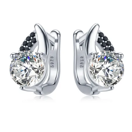 Boucles d'oreilles élégantes en argent - avec cristaux blancs/noirs