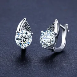 Boucles d'oreilles élégantes en argent - avec cristaux blancs/noirs