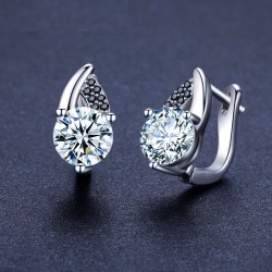 Eleganti orecchini in argento - con cristalli bianchi/neri
