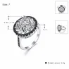 AnillosElegante anillo de plata - flor hueca - cristales blancos / negros