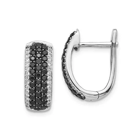 Petites boucles d'oreilles argent - zircon blanc/noir