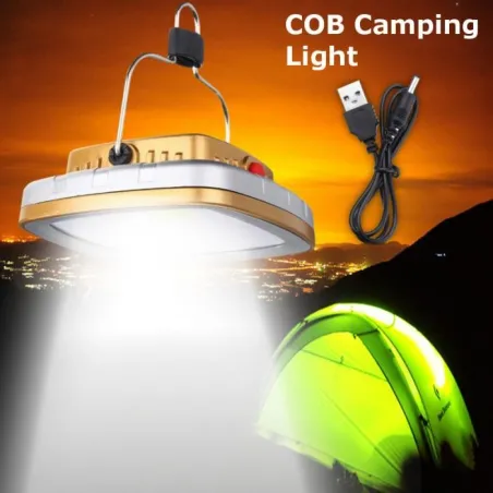 COB LED campinglys - solcellelykt - med opphengskrok
