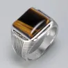 Ring i 925 sterling sølv - signet med tigerøyestein
