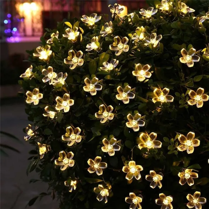 Sollys - LED-snor - krans - juledekorasjon - blomster