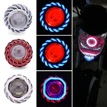 Motorkoplamp - LED-projector - enkel licht - engel / duivelsogenRichtingaanwijzers
