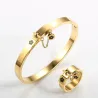 Lucky flower charm - med kjede - ring - rustfritt stål