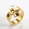 AnillosCharm flor de la suerte - con cadena - anillo - acero inoxidable