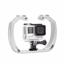 Monopé selfie subaquático de alumínio - suporte - suporte de braço duplo - para câmeras GoPro