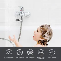 Affichage de la température de l'eau - thermomètre - rotatif à 360° - écran numérique LED - pour douche / bain