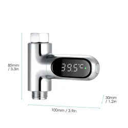 Vanntemperaturdisplay - termometer - 360° roterende - LED digital skjerm - for dusj / badekar