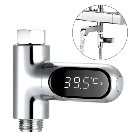 Vanntemperaturdisplay - termometer - 360° roterende - LED digital skjerm - for dusj / badekar