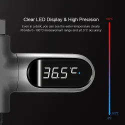 Vanntemperaturdisplay - termometer - 360° roterende - LED digital skjerm - for dusj / badekar