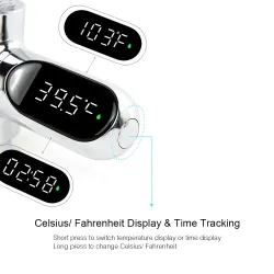 Vanntemperaturdisplay - termometer - 360° roterende - LED digital skjerm - for dusj / badekar