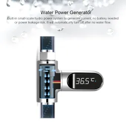 Vanntemperaturdisplay - termometer - 360° roterende - LED digital skjerm - for dusj / badekar