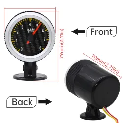 Tachymètre LED pour voiture - 52mm - 0-8000 RPM - 12V