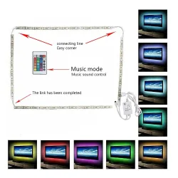 Faixa de iluminação de fundo para TV - LED - RGB - Conexão USB - com controle remoto