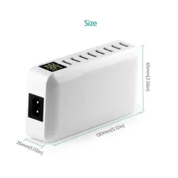40W - Smart oplader - multiport - 8 USB - 5V 8A - LED