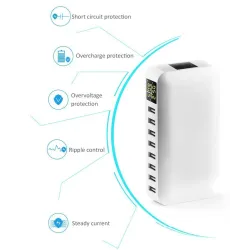 40W - Smartlader - multiport - 8 USB - 5V 8A - LED