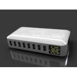 40W - Smart oplader - multiport - 8 USB - 5V 8A - LED