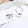 AretesPendientes pequeños redondos de plata - pata de animal de cristal azul