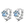 Small round silver earrings - blue crystal animal pawEarrings