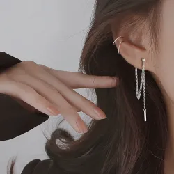 Boucles d'oreilles longues en argent - avec chaîne