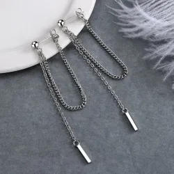 Boucles d'oreilles longues en argent - avec chaîne