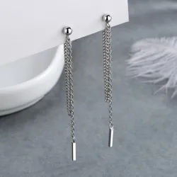 AretesPendientes largos de plata - con cadena