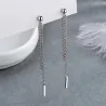 Boucles d'oreilles longues en argent - avec chaîne